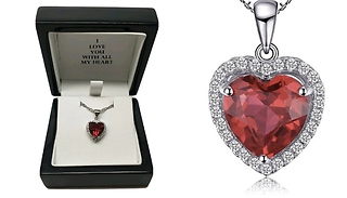 Heart Cut Ruby White Gold Necklace with Gift Box
