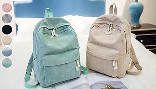 Solid Colour Corduroy Backpack - 6 Colours