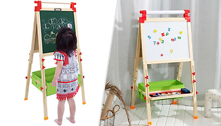 18-Piece Kids' Dual Magnetic Whiteboard & Chalkboard Easel Set - 2 Options