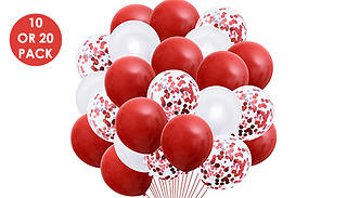 20-Pack of Red Confetti & Metallic Balloons