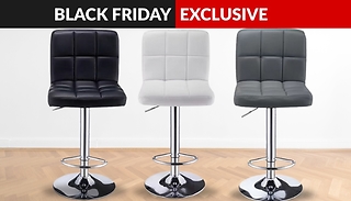 Pair of PU Leather Gas-Lift Bar Stools - 3 Colours