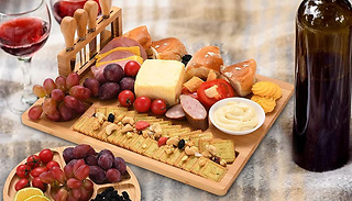 Bamboo Cheese Board or Stainless Steel Knife Set - 7 Options