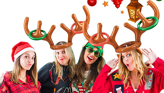 Inflatable Reindeer Antler Hat Ring-Toss Game