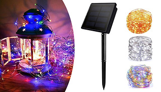 100 or 200 LED Solar Power String Lights - 3 Colours
