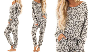2-Piece Soft Leopard-Print Loungewear Set - 4 Sizes