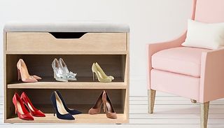 Wooden Shoe Storage Ottoman