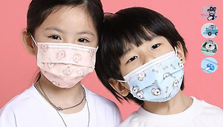 Kids Disposable Cartoon Face Covers - 10, 30, 50 or 100 Pack