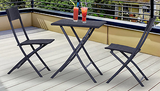 3-Piece Rattan Bistro Set - Black