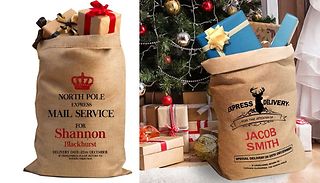 Personalised Hessian Christmas Sacks - 1 or 2-Pack