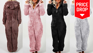 Women's Teddy Bear Furry Hooded Onesie - 5 Sizes & Colours
