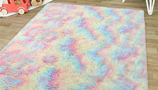 Shaggy Non-Slip Square Rainbow Rug - 3 Sizes