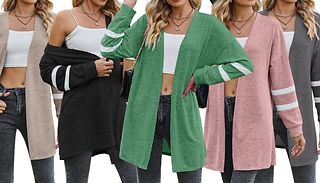 Long Stripe Sleeve Cardigan - 5 Colours & 5 Sizes