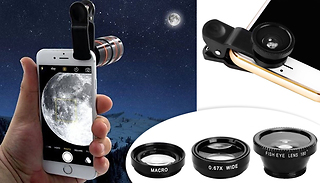 3-in-1 Smartphone Camera Lens Kit - Fish Eye, Macro and Wide Angle