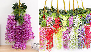 12-Piece Artificial Hanging Wisteria - 8 Colours