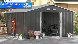 Outsunny 12.5ft Steel Slanted Roof Garden Shed with Sliding Doors