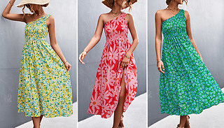 Women's Off-Shoulder Flower Print Dress - 3 Colours & 4 Sizes