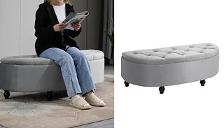 HOMCOM Semi-Circle Ottoman with Interior Storage