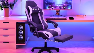 Reclining Swivel Gaming Chair With Foot Rest & Massager- 4 Colours