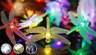 40-LED Solar-Powered Dragonfly Garden String Lights - 3 Colours