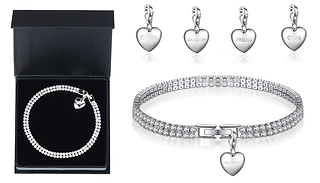 Twin Row 3ct Lab-Created Sapphire Charm Bracelet - 16 Charm Options!