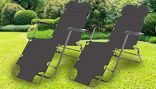 Pair of Garden Reclining Foldable Sun Loungers
