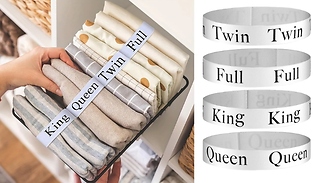 4-Pack of Labelled Bedding Organiser Elastic Straps - King, Queen, Ful ...
