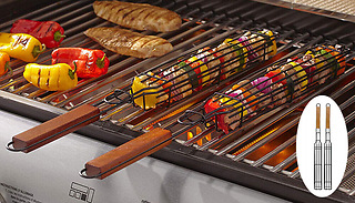 1, 2 or 3 Handheld Barbecue Skewer Net Baskets