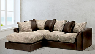 Jumbo Cord Two-Tone Left Hand Corner Sofa - 2 Colours