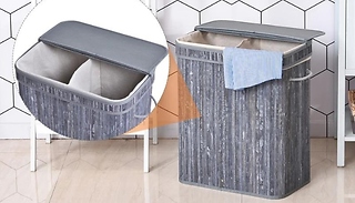 HOMCOM 100L Two-Compartment Laundry Basket