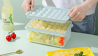 1 or 2-Layer Ice Cube Tray with Lid & Bin - 3 Colours