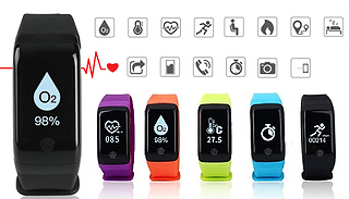 HR12+ Fitness Tracker with Blood Pressure, Oxygen & Heart Rate Monitor - 5...