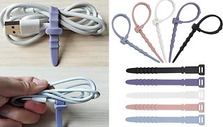 20-Pack Reusable Silicone Cable Ties - 7 Colours