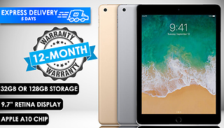 Apple iPad 6th Gen 9.7-Inch Wi-Fi 32GB or 128GB - 3 Colours
