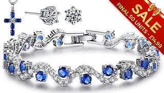 Swarovski Crystal & Simulated Sapphire 3-Piece Jewellery Set