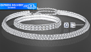 Double Row Tri-Set With Crystals From Swarovski - Silver or Rose Gold