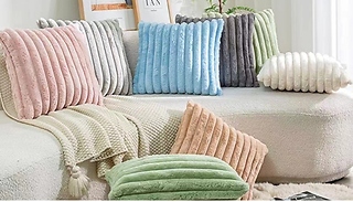 Set of 2 Fluffy Striped Cushion Covers - 5 Colours, 2 Sizes