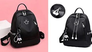 Women's Backpack with Bear Pendant