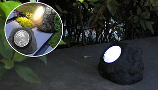 1, 2 or 4 Solar-Powered Faux Stone Outdoor Lamps - 2 Colours