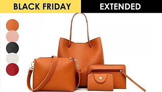 4-Piece Faux Leather Handbag Set - 5 Colours