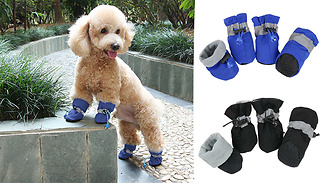 4-Piece Anti Slip Waterproof Protective Dog Shoe Set - 3 Sizes and 2 C ...