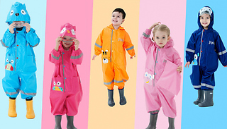 Kids Hooded Waterproof Rain Suit - 5 Colours & 5 Sizes