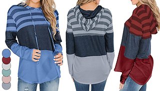 Contrast Stripe Knitted Hoodie - 6 Colours & 4 Sizes