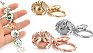 Round Angel Wings Photo Keyring - 3 Colours