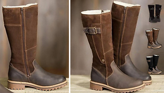 Warm Winter Buckle-Detail Riding Boots - 3 Colours & 3 Sizes