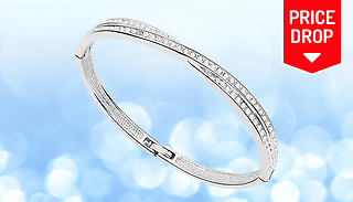 18K White Gold Plated Cuff Bangle