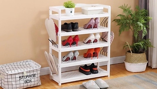 Pine Wood 5 Shelf Shoe Rack