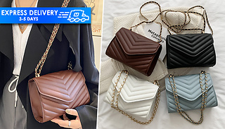 1 or 2 Quilted Shoulder Bag With Chain Strap - 4 Colours