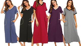 Women's Maxi Nightgown with Pockets - 5 Colours & Sizes