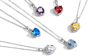 Birthstone Shape of my Heart Necklace - 7 Styles