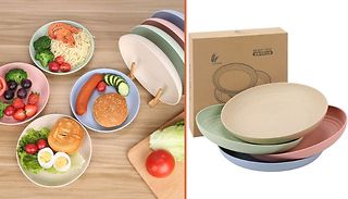 4-Pack of Wheat Plastic Dinner Plates - 3 Sizes